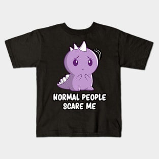 Introverts Humor Cute Kawaii Dinosaur Social Anxiety Sarcasm Kids T-Shirt